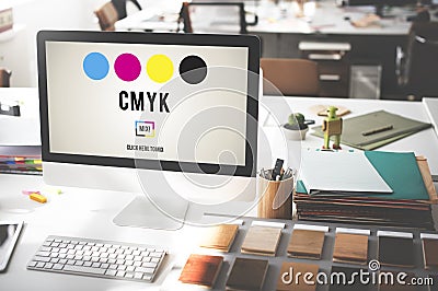 CMYK Cyan Magenta Yellow Key Color Printing Process Concept Stock Photo