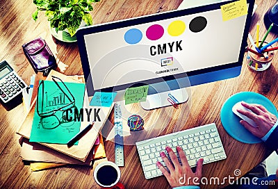 CMYK Cyan Magenta Yellow Key Color Printing Process Concept Stock Photo