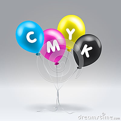 CMYK inflatable balloons Vector Illustration