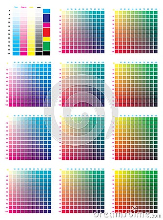 CMYK Press Color Chart Vector Illustration