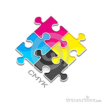 CMYK puzzles Vector Illustration