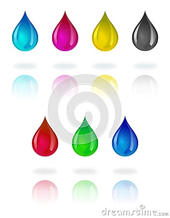 CMYK and RGB Droplets Stock Photo