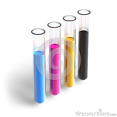 CMYK test tubes Stock Photo