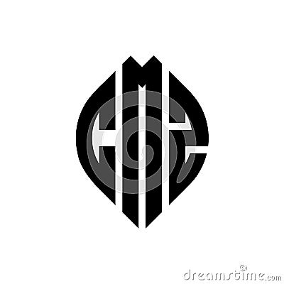 CMZ circle letter logo design with circle and ellipse shape. CMZ ellipse letters with typographic style. The three initials form a Vector Illustration