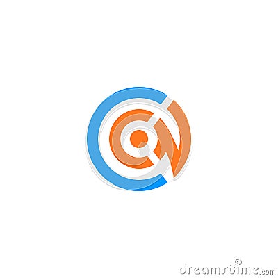 CN letter initial logo. Stock Photo