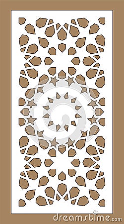 Cnc decorative pattern, jali design, interior element. Islamic , arabic laser cut. Shade screen, privacy fence template Vector Illustration