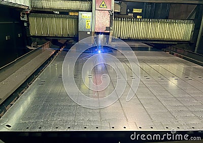 CNC Laser plasma cutting of metal, modern industrial technology Stock Photo