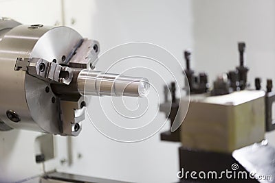 CNC lathe machining turing automotive parts Stock Photo