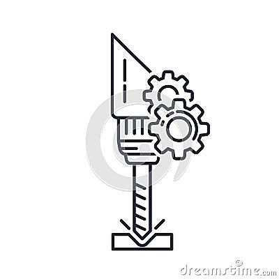 CNC machine drill icon - precision milling drilling metalworking cutting Vector Illustration