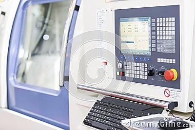 CNC Machine operation control panel closup Stock Photo