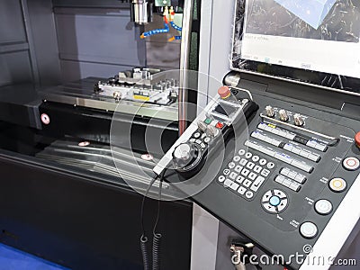 CNC Machine operation control panel closup Stock Photo