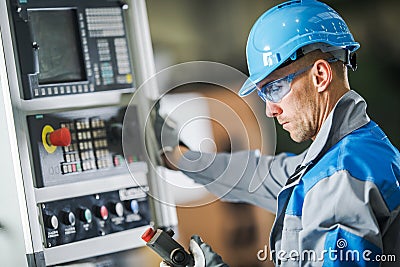 CNC Machine Operator Stock Photo