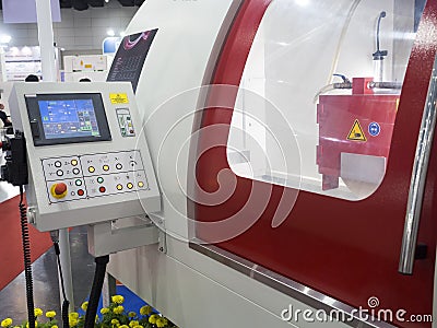 CNC Machine opertion control panel closup Stock Photo