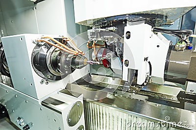 Cnc metal machining center with probe Stock Photo