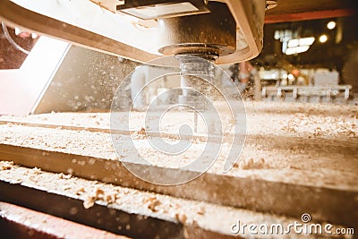 CNC router machine creates a layout of the shelf complex. Stock Photo
