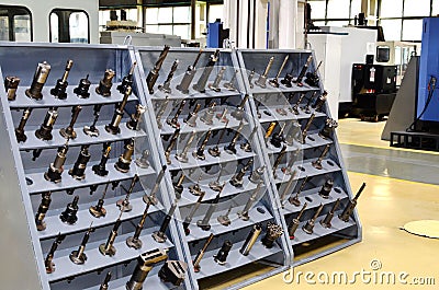 CNC Spindle Motor, Extension Rod Chucks Holder and Spring Collet CNC Milling Lathe Tool Set for Workholding. Stock Photo