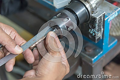 The CNC tool length setting Stock Photo