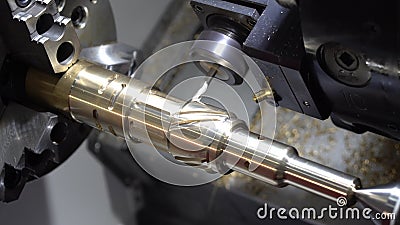 The CNC Lathe or Turning Machine Milling Slot on the Brass Shaft with the  Flat End-mill Tool. Stock Video - Video of manufacturing, fasteners:  211534459