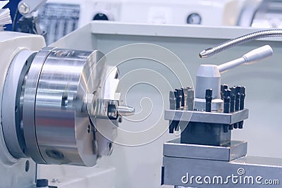 CNC turning machine spindle and lathe workshop Stock Photo