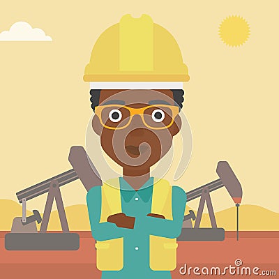 Cnfident oil worker. Vector Illustration