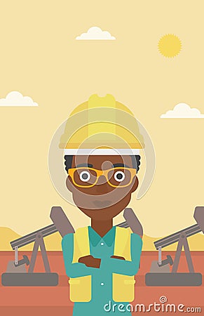 Cnfident oil worker. Vector Illustration