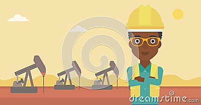 Cnfident oil worker. Vector Illustration