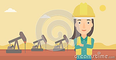 Cnfident oil worker. Vector Illustration