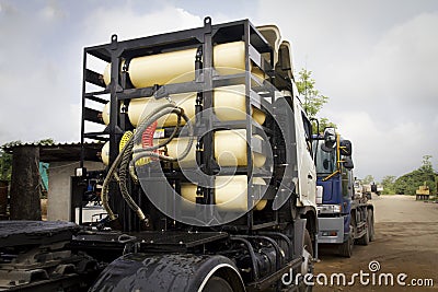 CNG / NGV gas tanks for heavy truck Stock Photo