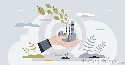 CO2 carbon dioxide emissions and gas pollution tiny person hands concept Vector Illustration