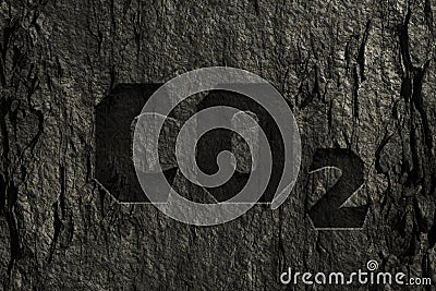 Co2 carbon dioxide text in dark wall background Stock Photo