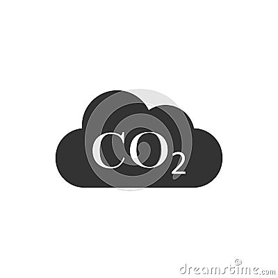 CO2 emissions in cloud icon isolated. Carbon dioxide formula symbol, smog pollution concept, environment concept Vector Illustration