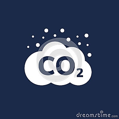 CO2 emissions vector icon. Carbon gas cloud, dioxide pollution. Global ecology exhaust emission smog concept Vector Illustration