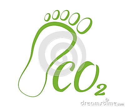 CO2 foot symbol green ecological outline footprint icon Vector Illustration
