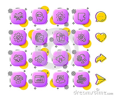Co2 gas, Cloud download and Face biometrics line icons. For web app, printing. App 3d buttons icons. Vector Vector Illustration