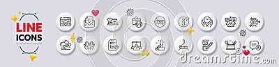 Co2 gas, Report checklist and Innovation line icons. For web app, printing. White buttons 3d icons. Vector Stock Photo
