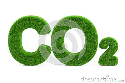 CO2 from grass inscription, 3D rendering Stock Photo