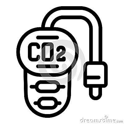 CO2 handle detector icon outline vector. Portable multi sensor Vector Illustration