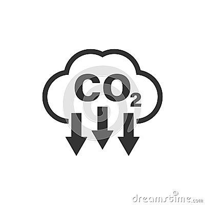 Co2 icon in flat style. Emission vector illustration on white isolated background. Gas reduction business concept Vector Illustration