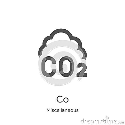 co icon vector from miscellaneous collection. Thin line co outline icon vector illustration. Outline, thin line co icon for Vector Illustration