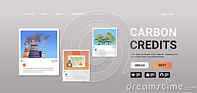 CO2 limit emissions idea net zero emission carbon credit offset concept horizontal copy space Vector Illustration