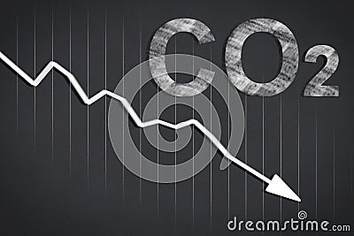 CO2 Net-Zero Emission - Carbon Neutrality concept with decreasing graph Stock Photo