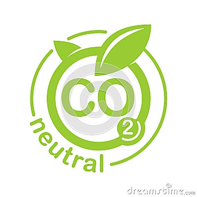 CO2 neutral - no carbon emissions sign Vector Illustration