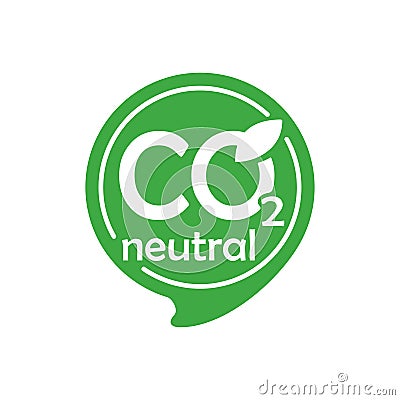 CO2 neutral green stamp - zero carbon footprint Vector Illustration