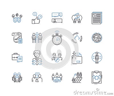 Co-Partner line icons collection. Collaboration, Partnerships, Teamwork, Synergy, Alliances, Cooperation, Integration Vector Illustration