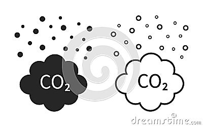 Co2. Co2 pollution cloud. Carbon cloud. Emission of gas in air. Emission exhaust, smog in environment. Reduce c02 from factory, Vector Illustration