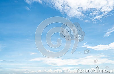 CO2 symbol on blue sky and white clouds. CO2 emissions. Greenhouse gas. Carbon dioxide gas global air climate pollution. Stock Photo