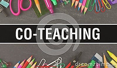 Co-teaching text written on Education background of Back to School concept. Co-teaching concept banner on Education sketch with Stock Photo