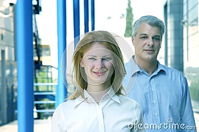 Co-workers Leaving the Office Stock Photo