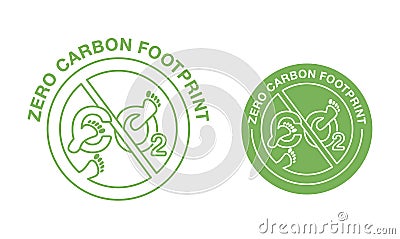 CO2 zero carbon footprint stamp in thin line Vector Illustration