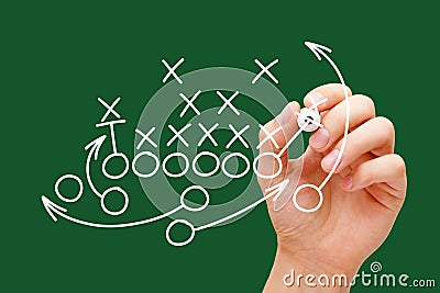 Coach Drawing American Football Playbook Stock Photo